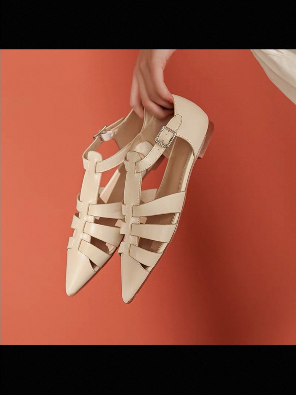 Women’s Cream Strappy Flat Sandals